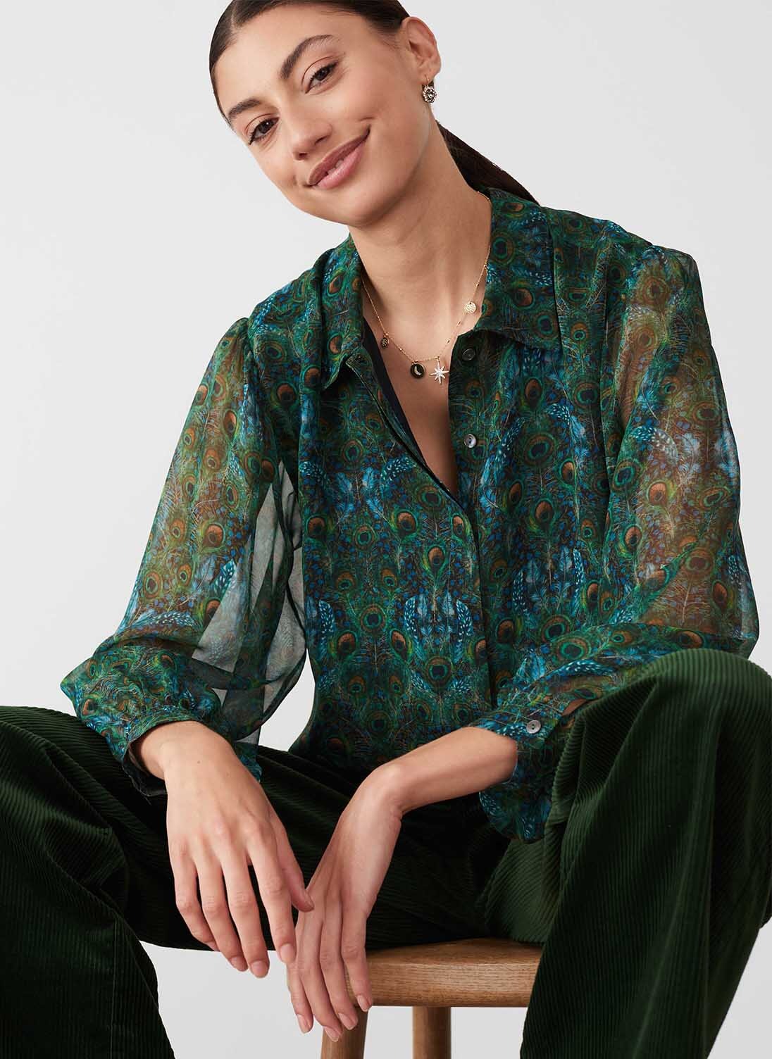 Fly Like An Eagle Silk Chiffon Blouse - Palomino