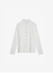 White Textured Cotton Frill Collar Shirt DB9894LB1895