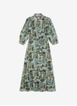 Khaki patchwork Liberty Print Cotton Chiffon Dress DD2202FL2217