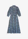 Azure butterfly Liberty Print Silk Crepe De Chine Dress DD2204FL2214