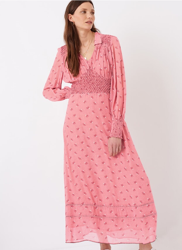 Rose Silk Floral Print Maxi Dress DD9179FL9109