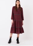 Charcoal & ruby Plaid Tiered Shirt Dress DD9183FL9143