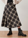 Navy & sand Scottish Mohair Wool Plaid Skirt DS9135KF8256