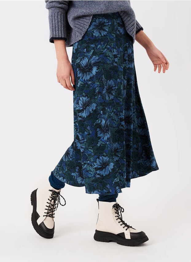 Indigo Bloom Liberty Print Jersey Skirt DS9198FL9123