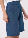Indigo Cross Weave Linen Long Shorts DT2194FL1918
