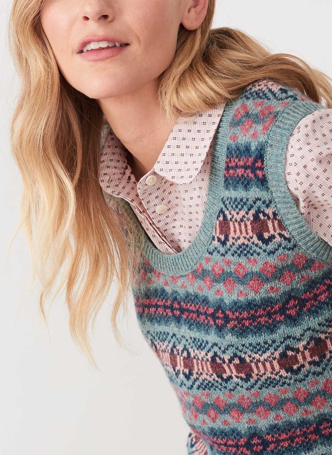 Topaz Wool Fair Isle Tank Women's Tanks & Vests Brora