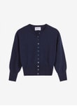 French Navy Cashmere Cropped Cardigan LQ933A6021
