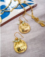 Gold & duck egg Gold Hammered Disc Earrings JE2318/HP2318