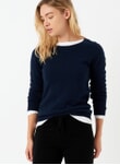 French Navy Cashmere Classic Round Neck Jumper WPJ523A6021