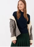 French Navy Cashmere Cable Jumper WPJ942A6021