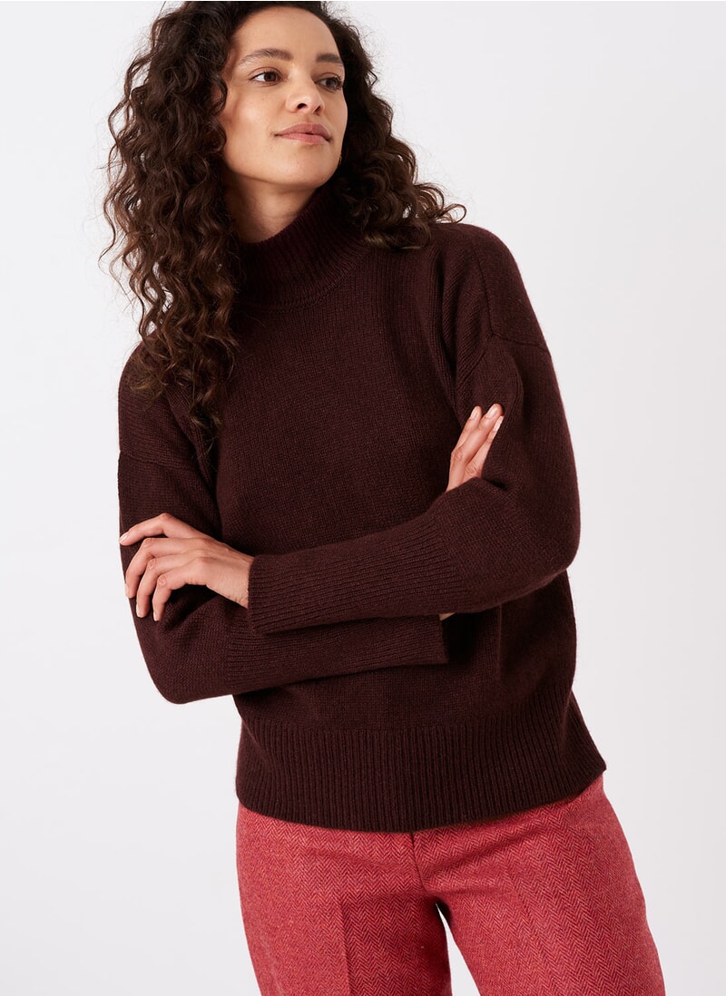Women's Damson Cashmere Luxe Knit Funnel Neck | Brora