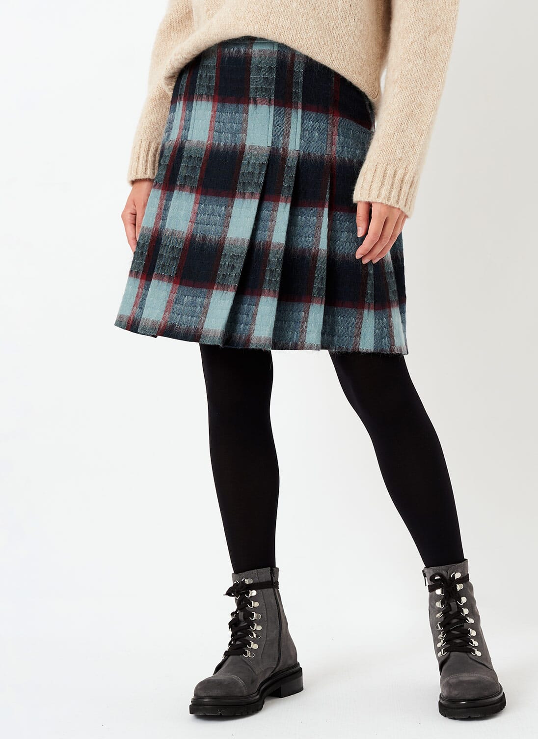 Scottish Tweed Mohair Kilt | Women's Skirts | Brora UK