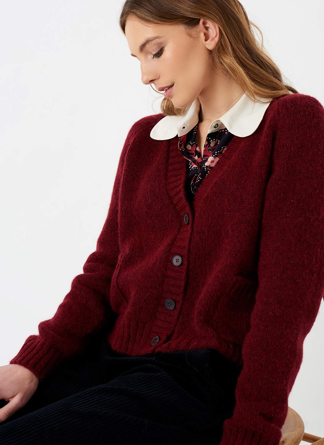 Alpaca Boxy V Neck Cardigan in Auburn Women s Cardigans Brora