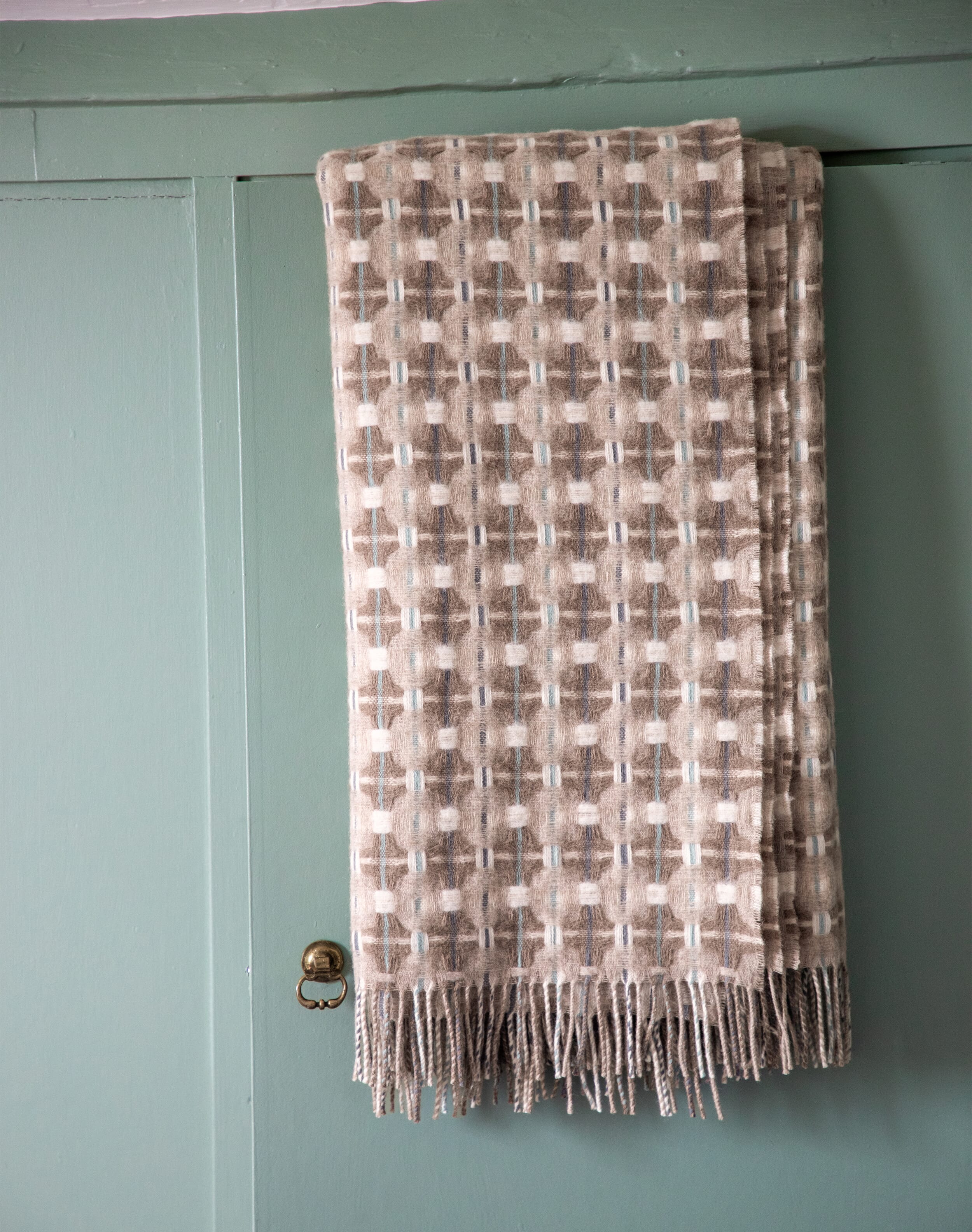Brora Lambswool Texture Weave Blanket Biscuit