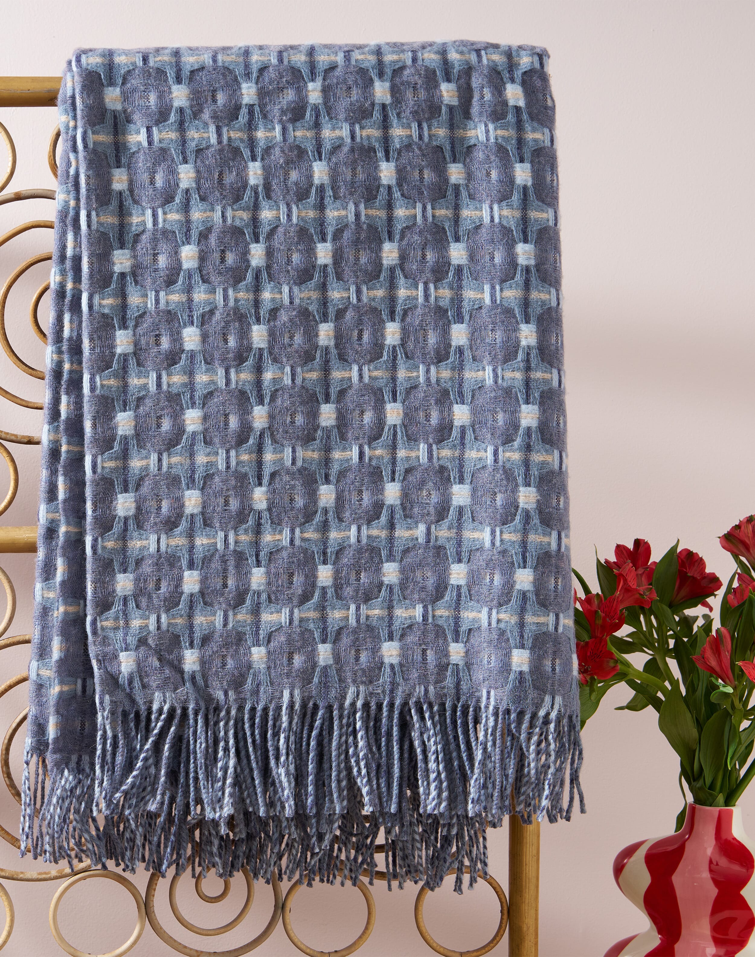 Brora Lambswool Texture Weave Blanket Storm