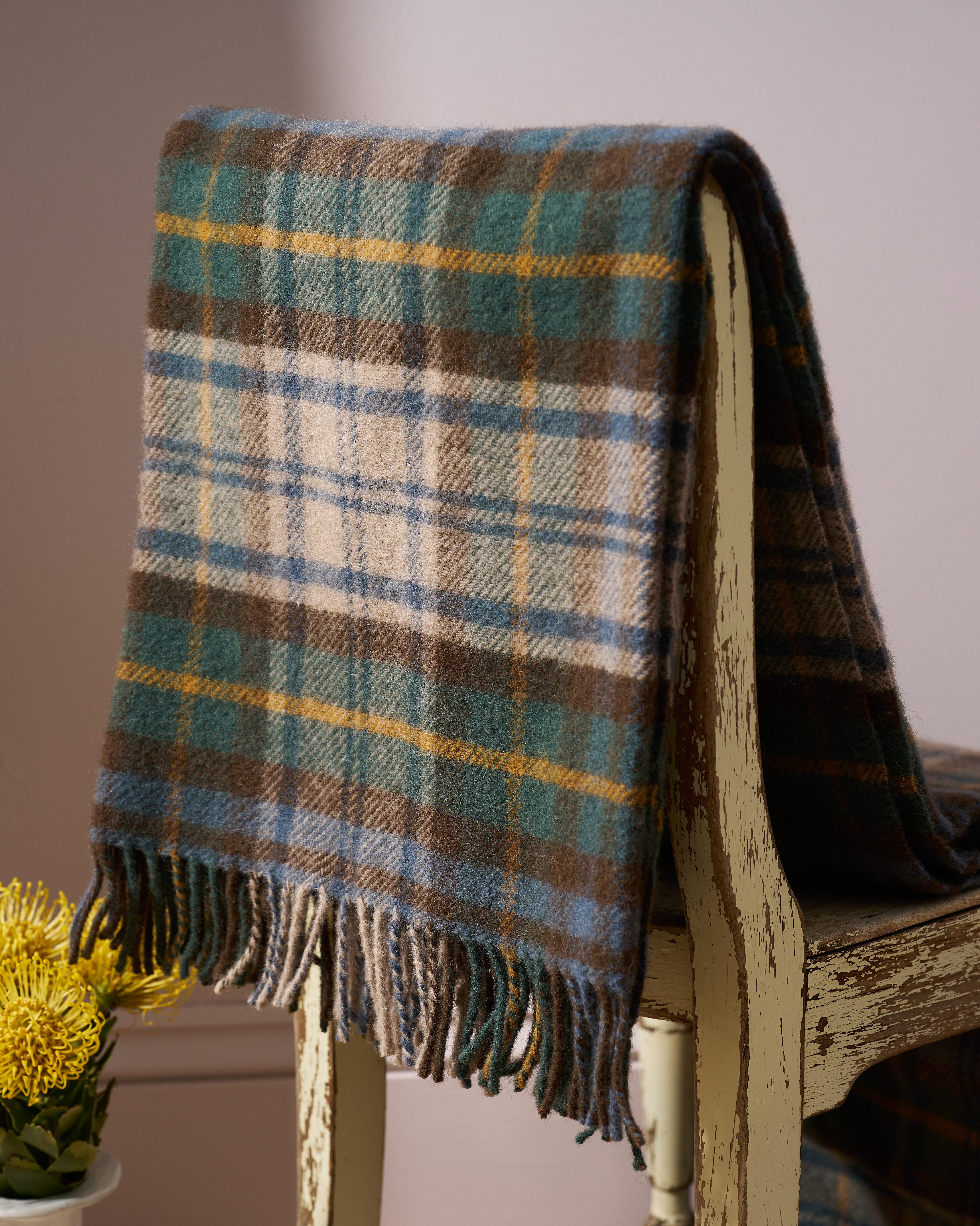 Brora Pure Wool Checked Rug Cedar & mole