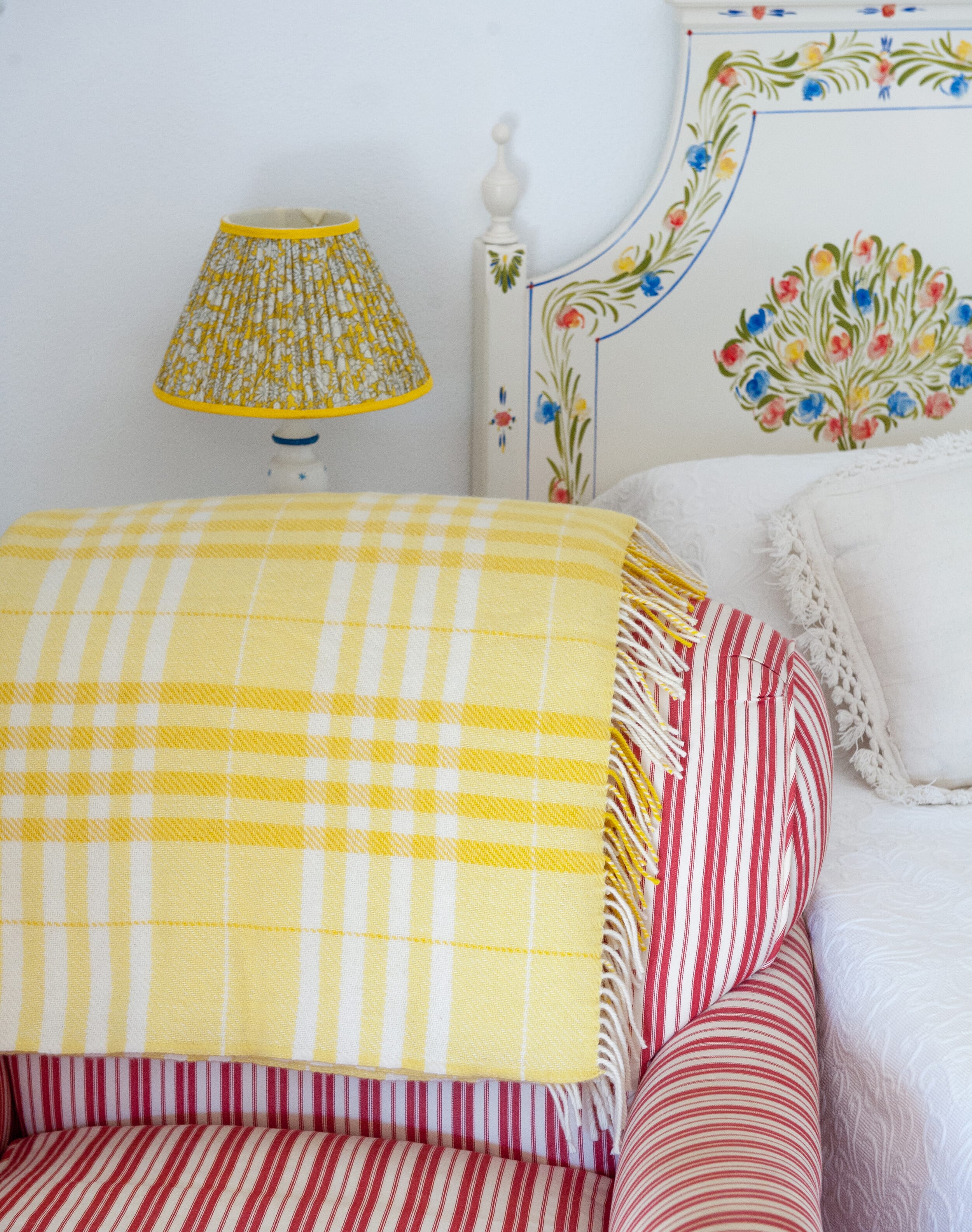 Pure Wool Check Blanket in Lemon Homeware Brora