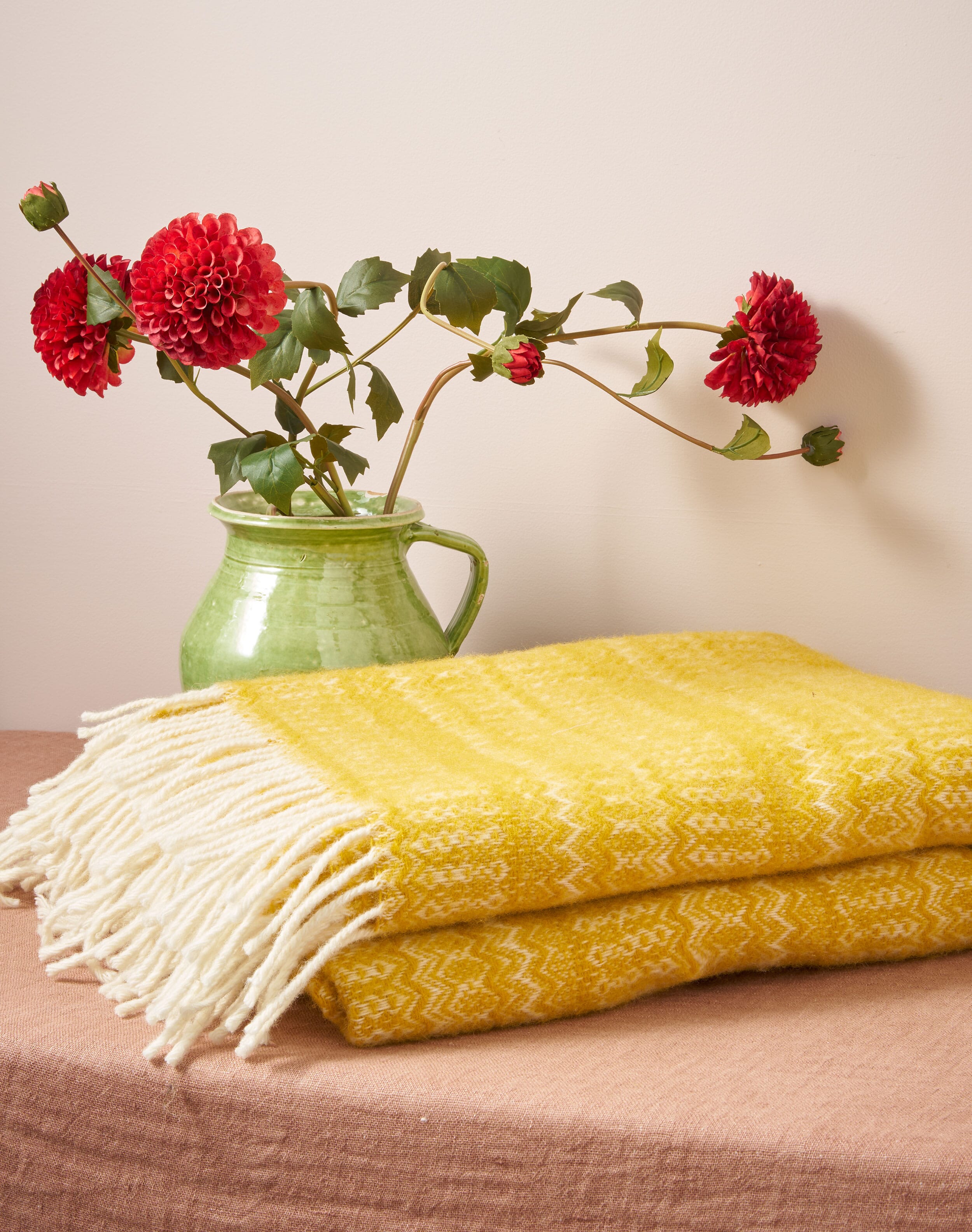 Brora Pure Wool Patterned Rug Mustard