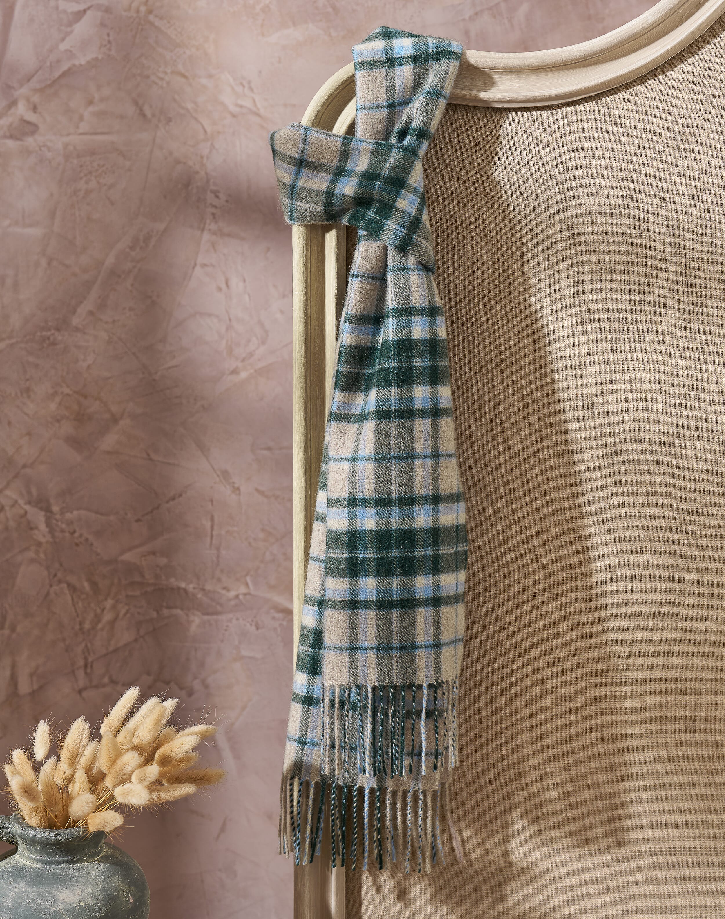 Brora Cashmere Plaid Scarf Mallard