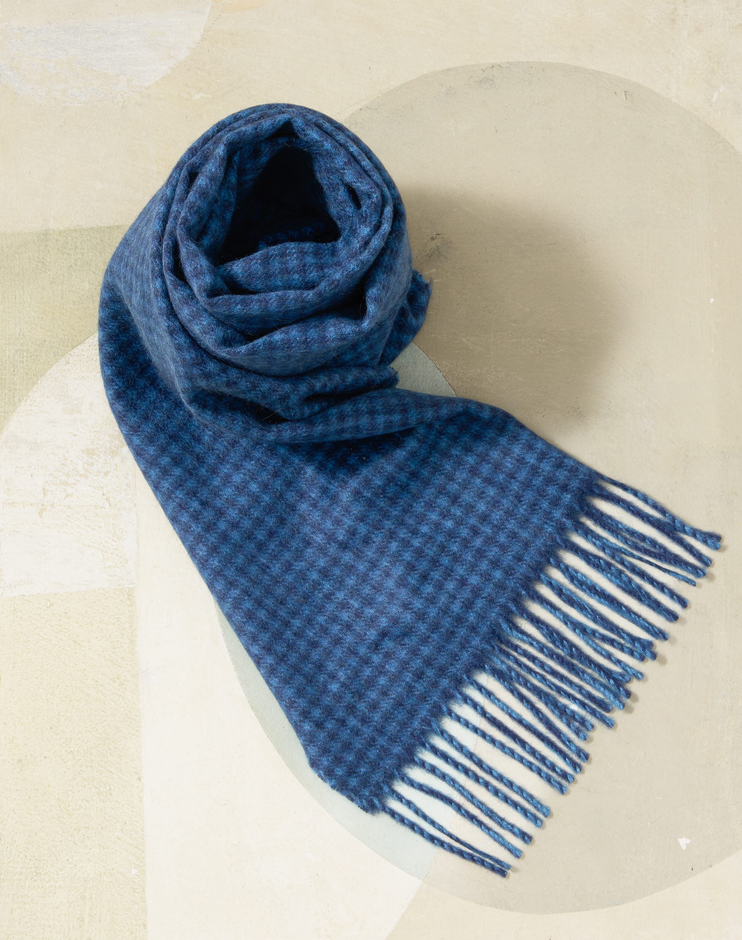 Brora Cashmere Plaid Scarf Indigo