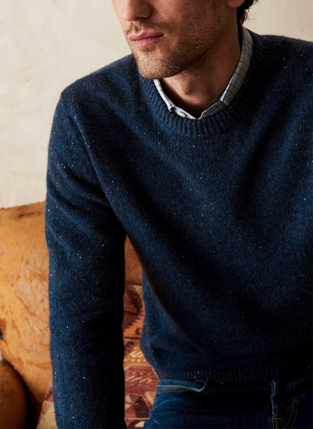 Chambray Cashmere Donegal Jumper Men s Cashmere Brora