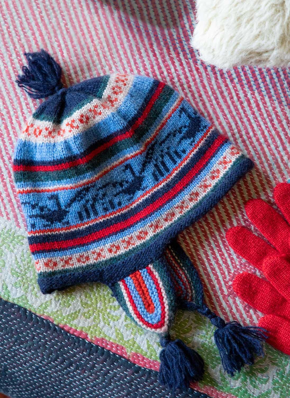 Cashmere Hand Knit Inca Hat French Navy