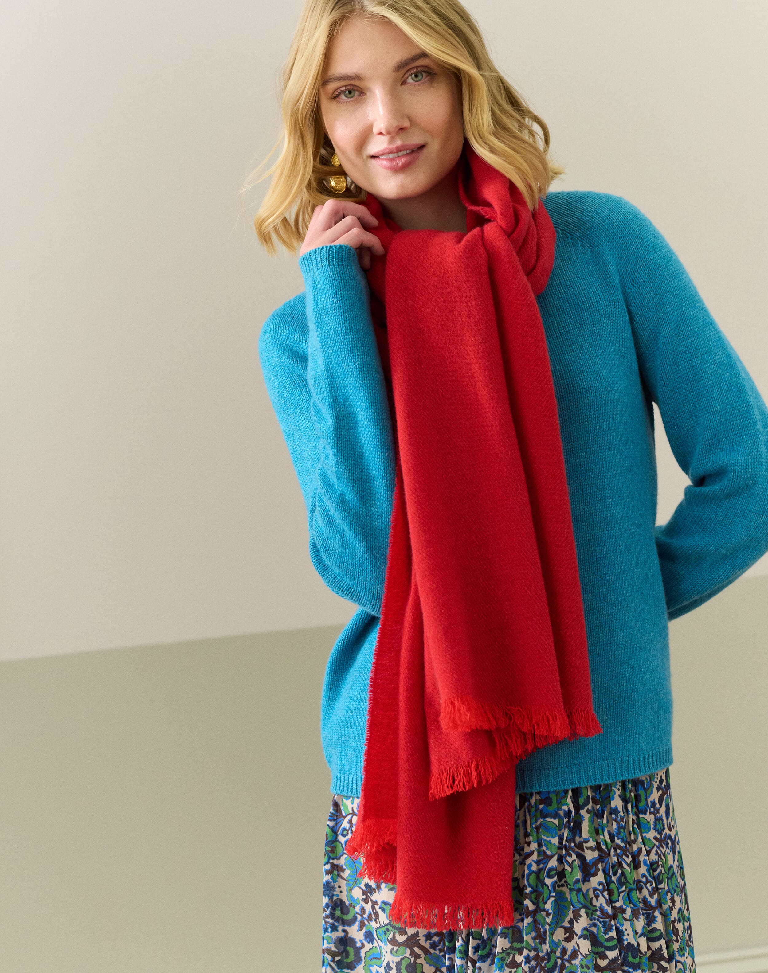 Brora Cashmere Stole Crimson for Women