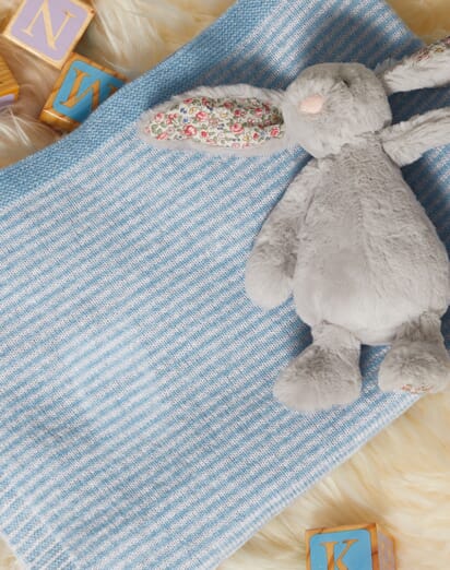 Pale Blue Pearl Cashmere Knitted Baby Blanket Brora UK