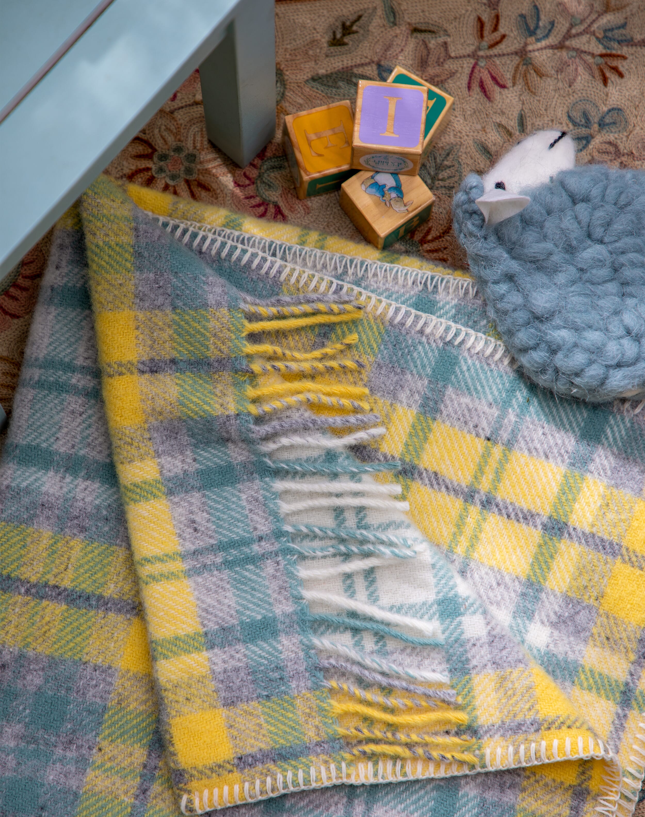 Pure Wool Baby Blanket Mimosa check