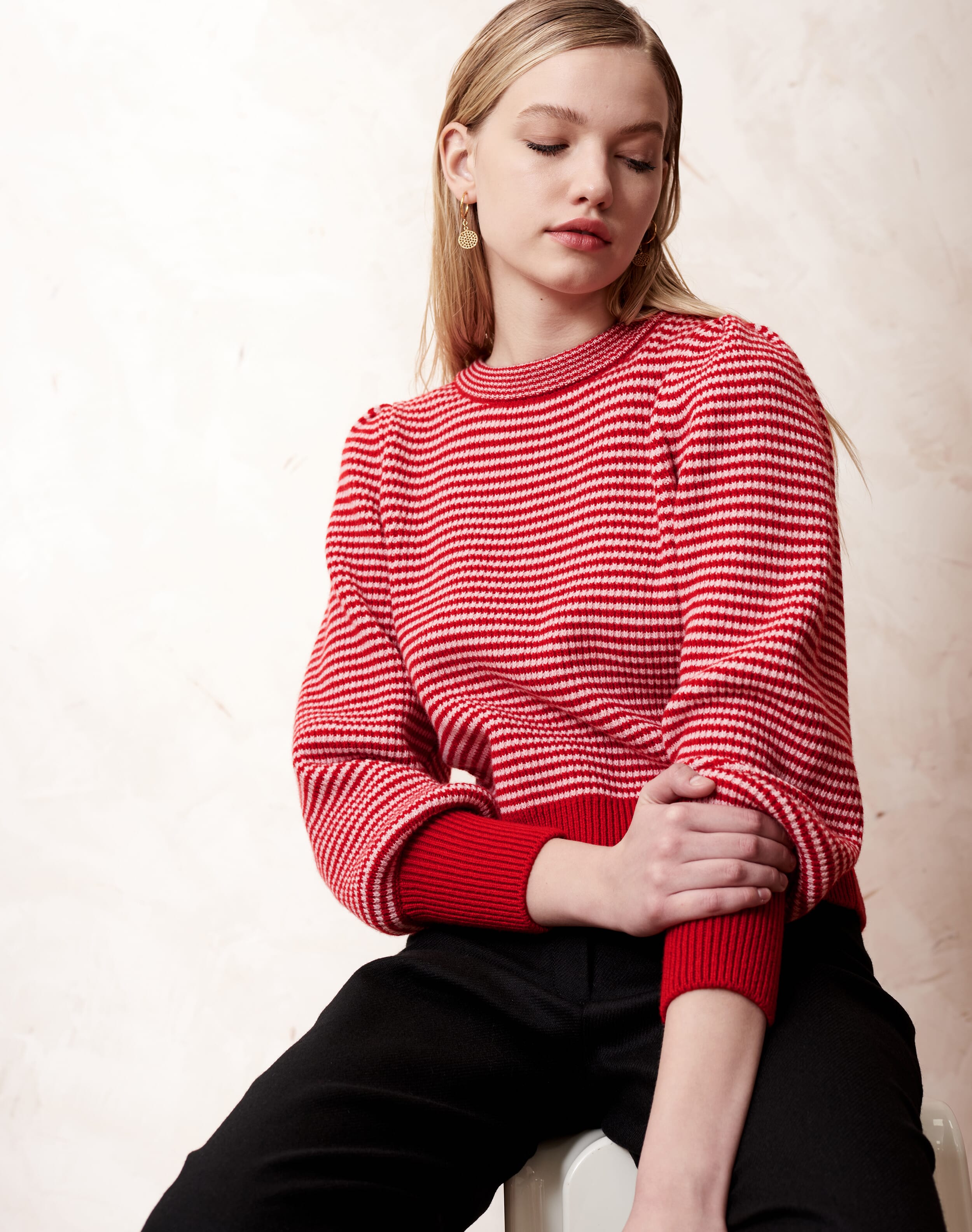 The Supersoft Lambswool Stripe Jumper Ruby & candy