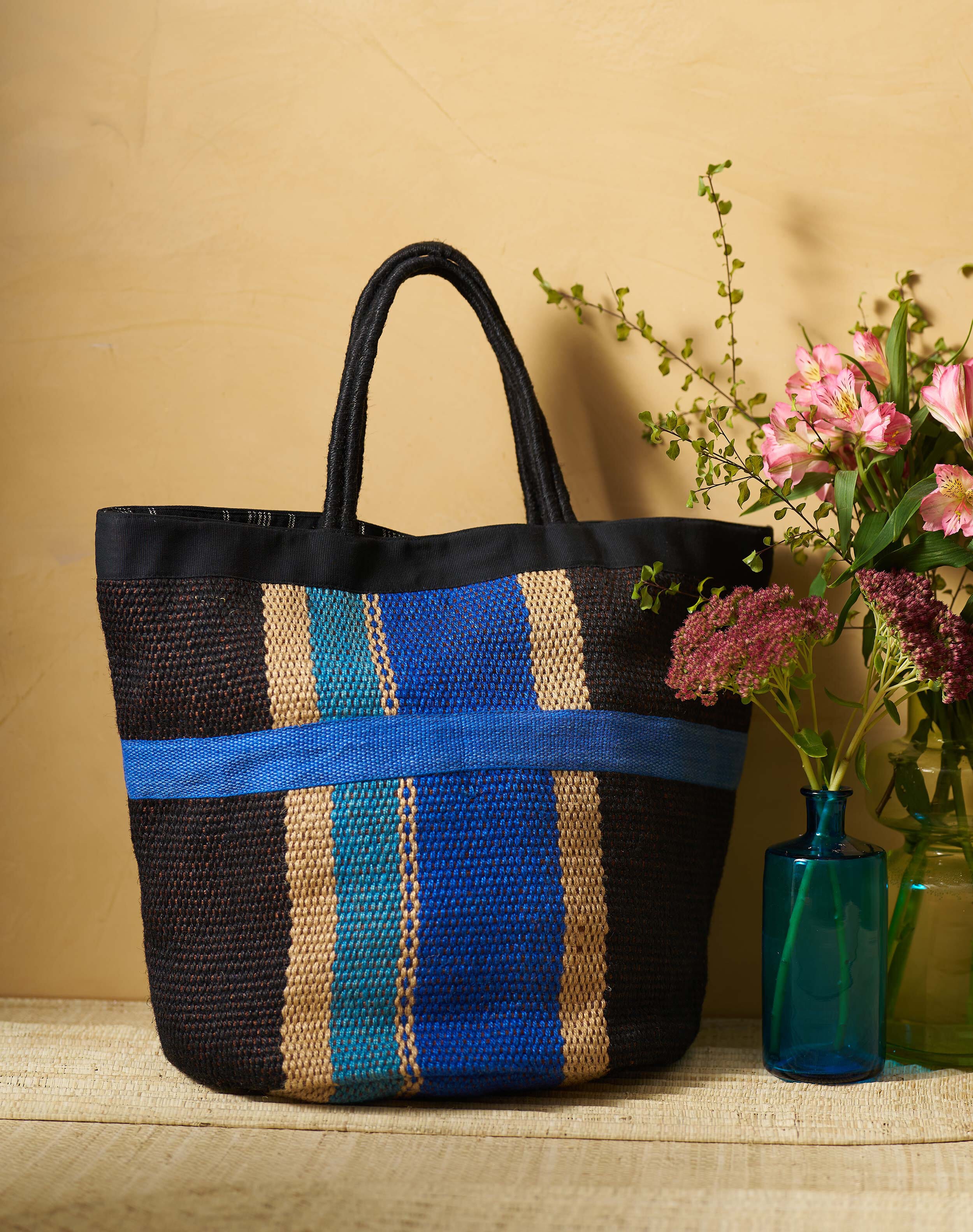 Cobalt Hand Woven Jute Bag 