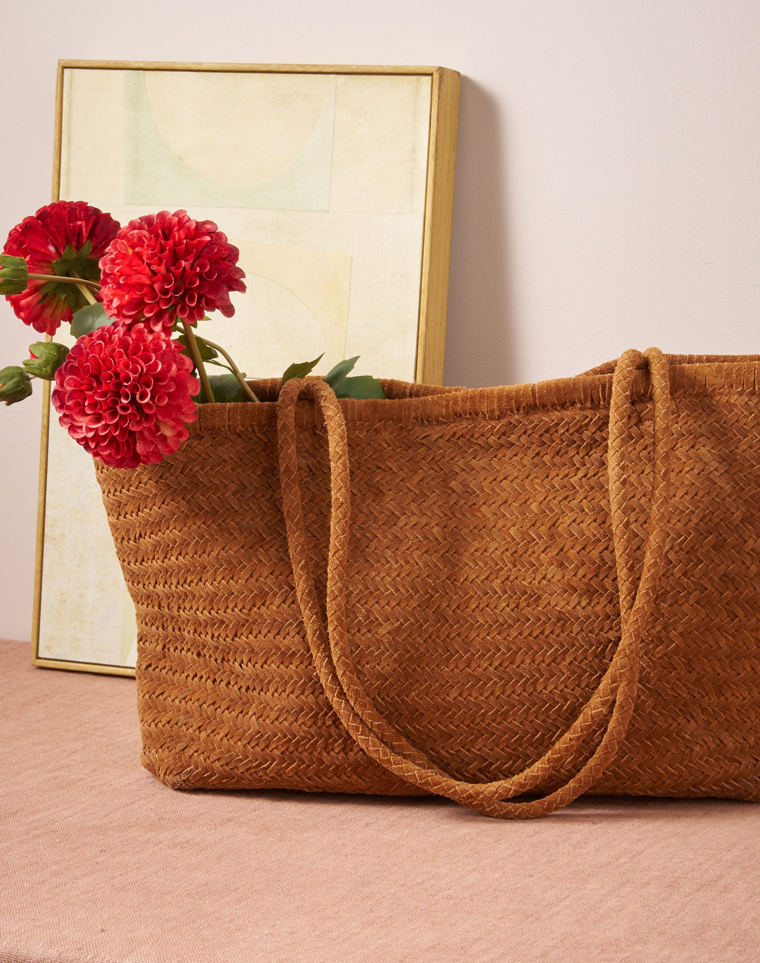 Brora Woven Suede Bag Caramel