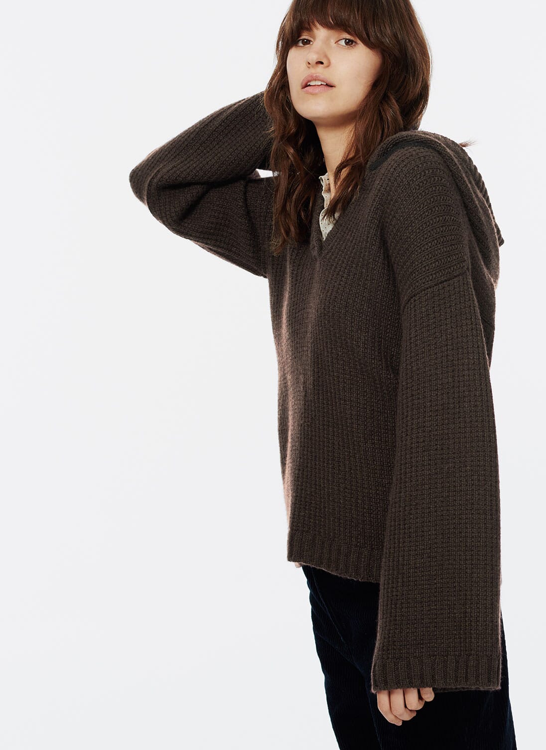 Cashmere Textured Knit Hoody | Brora