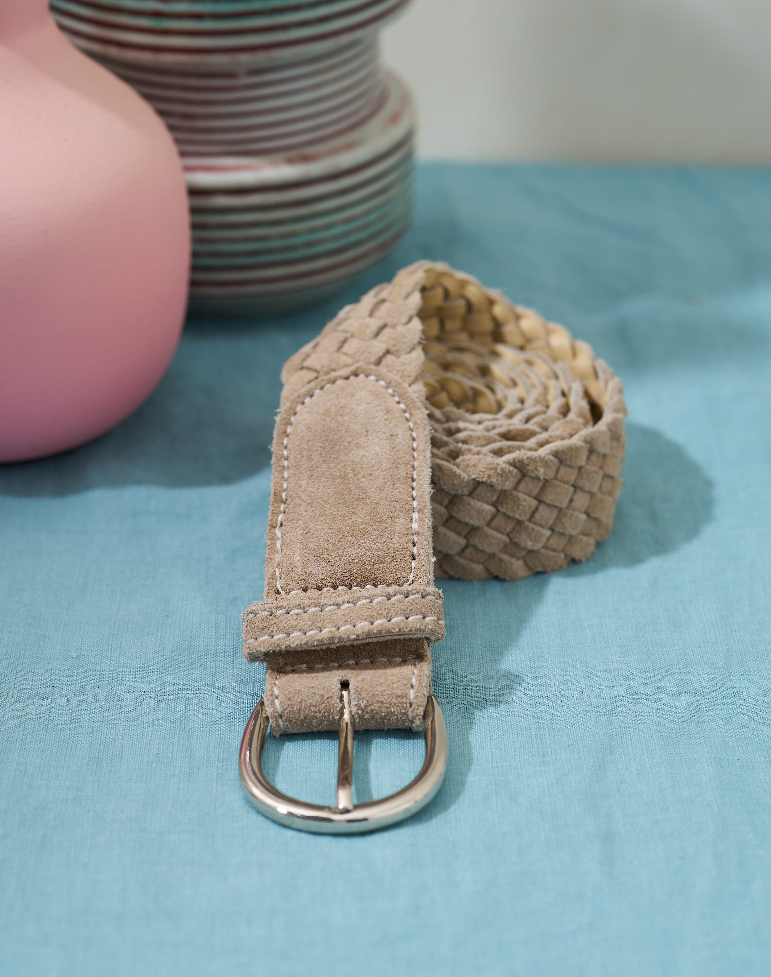 Brora Woven Suede Belt Stone
