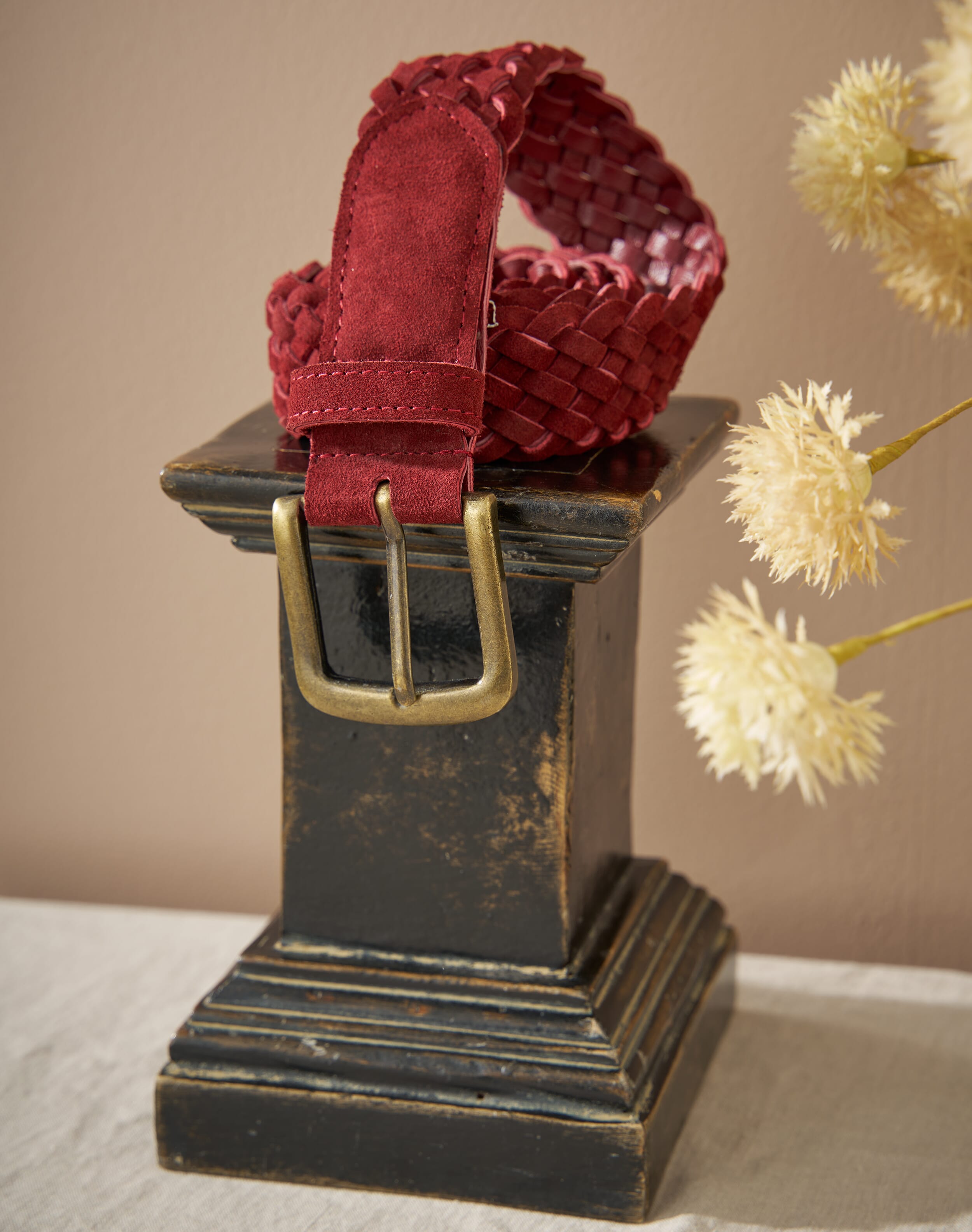 Brora Woven Suede Belt Claret