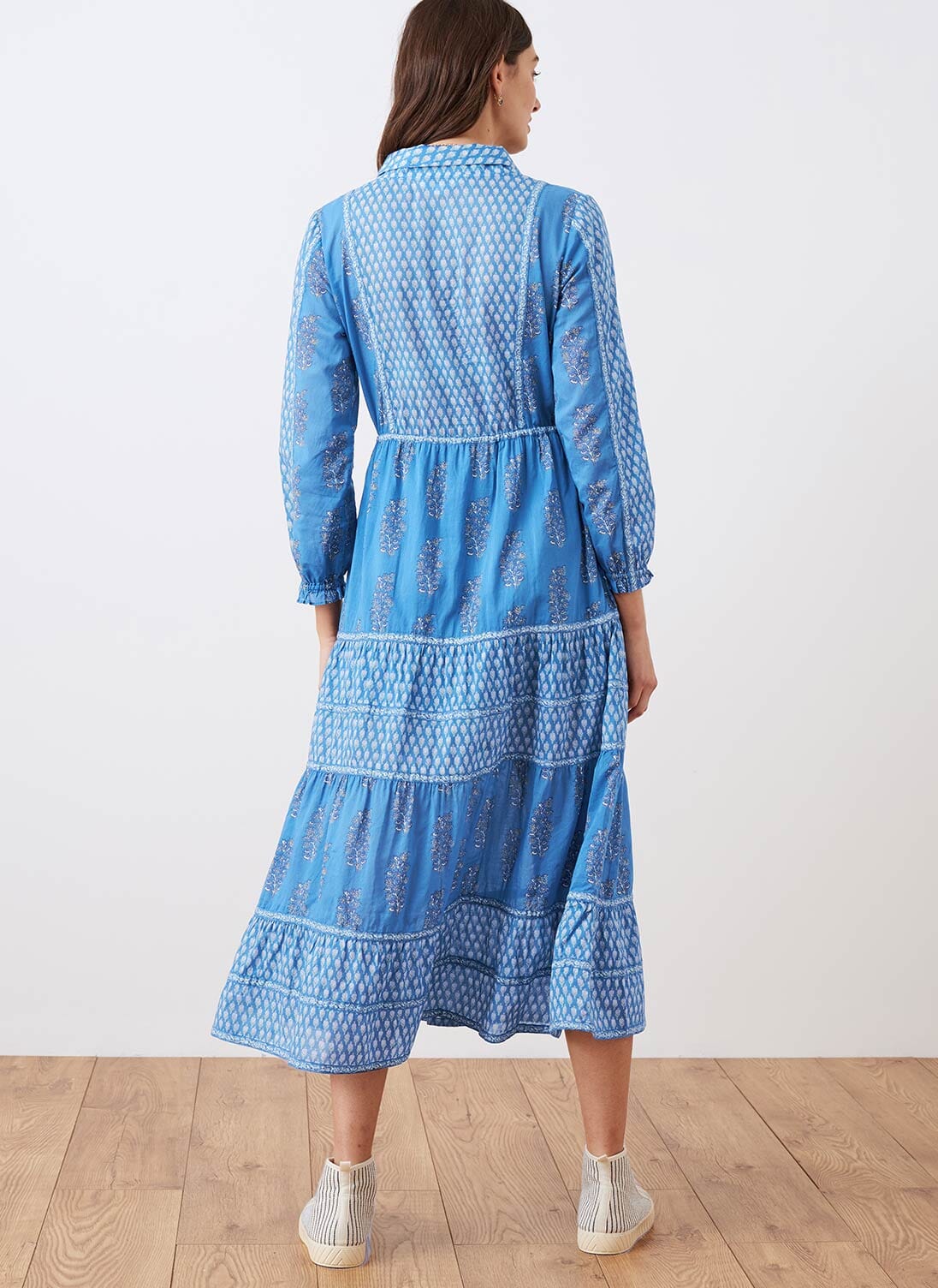 Chambray Cotton Voile Patchwork Dress | Women's Dresses | Brora