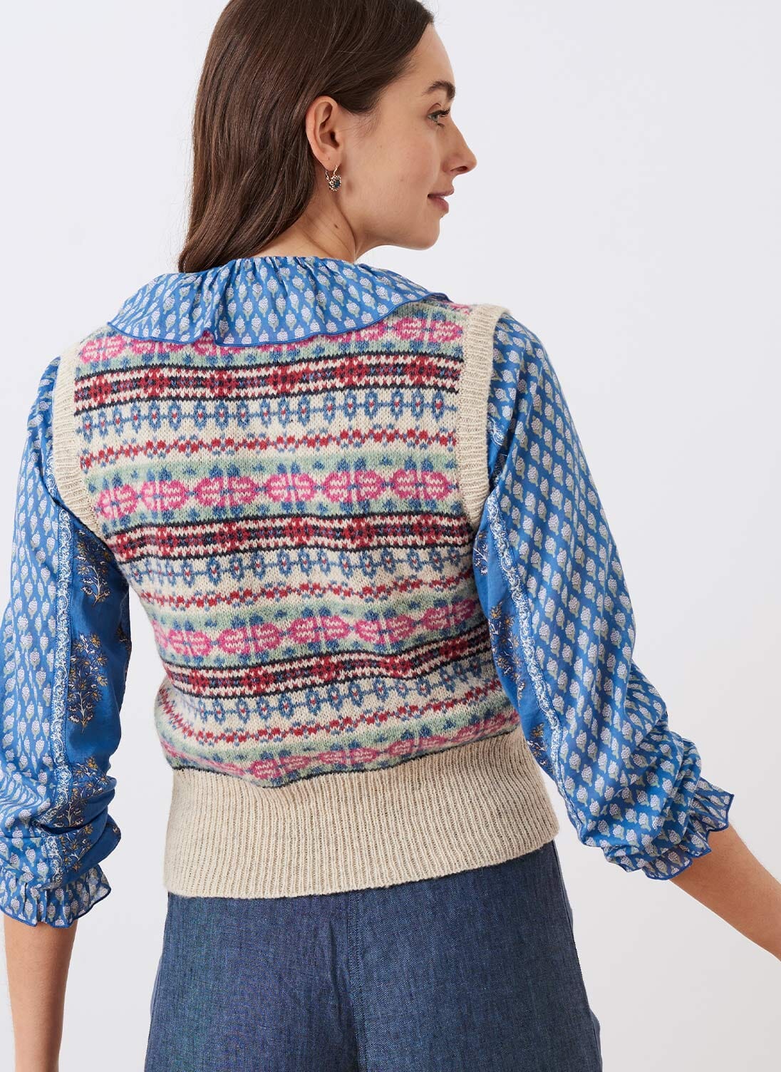 Nougat Wool Folk Fair Isle Tank | Women's Tanks & Vests | Brora