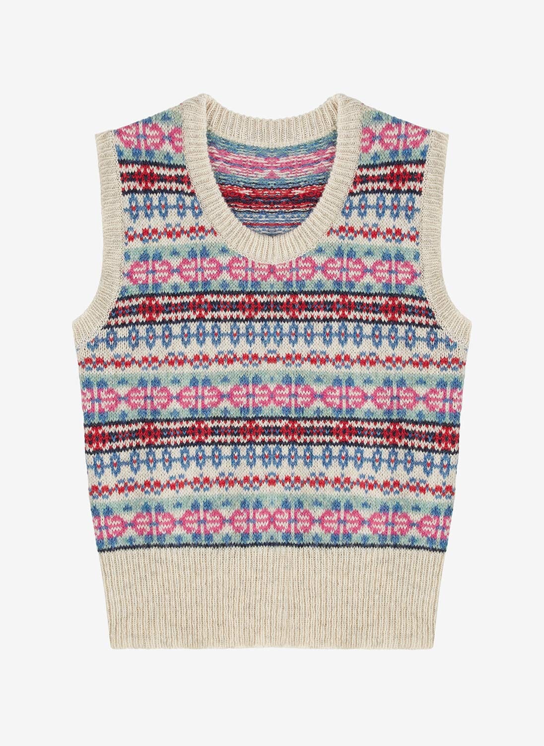 Nougat Wool Folk Fair Isle Tank | Women's Tanks & Vests | Brora