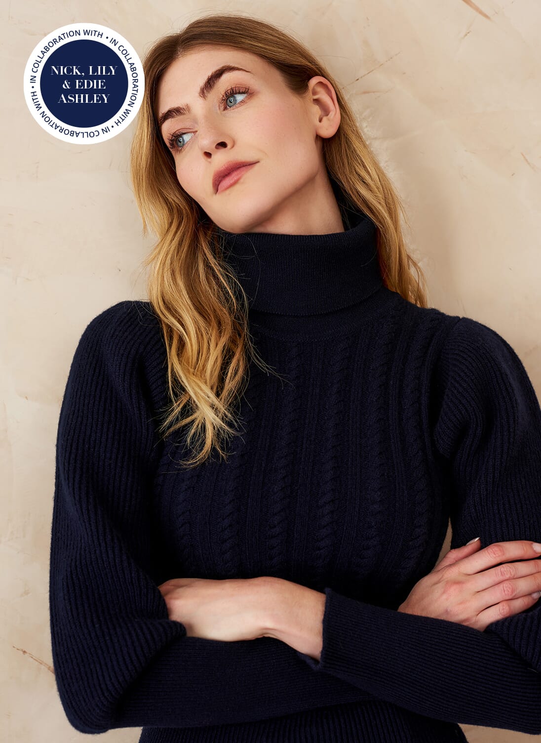 Wool & Cashmere Textured Knit Polo Neck | Knitwear | Brora