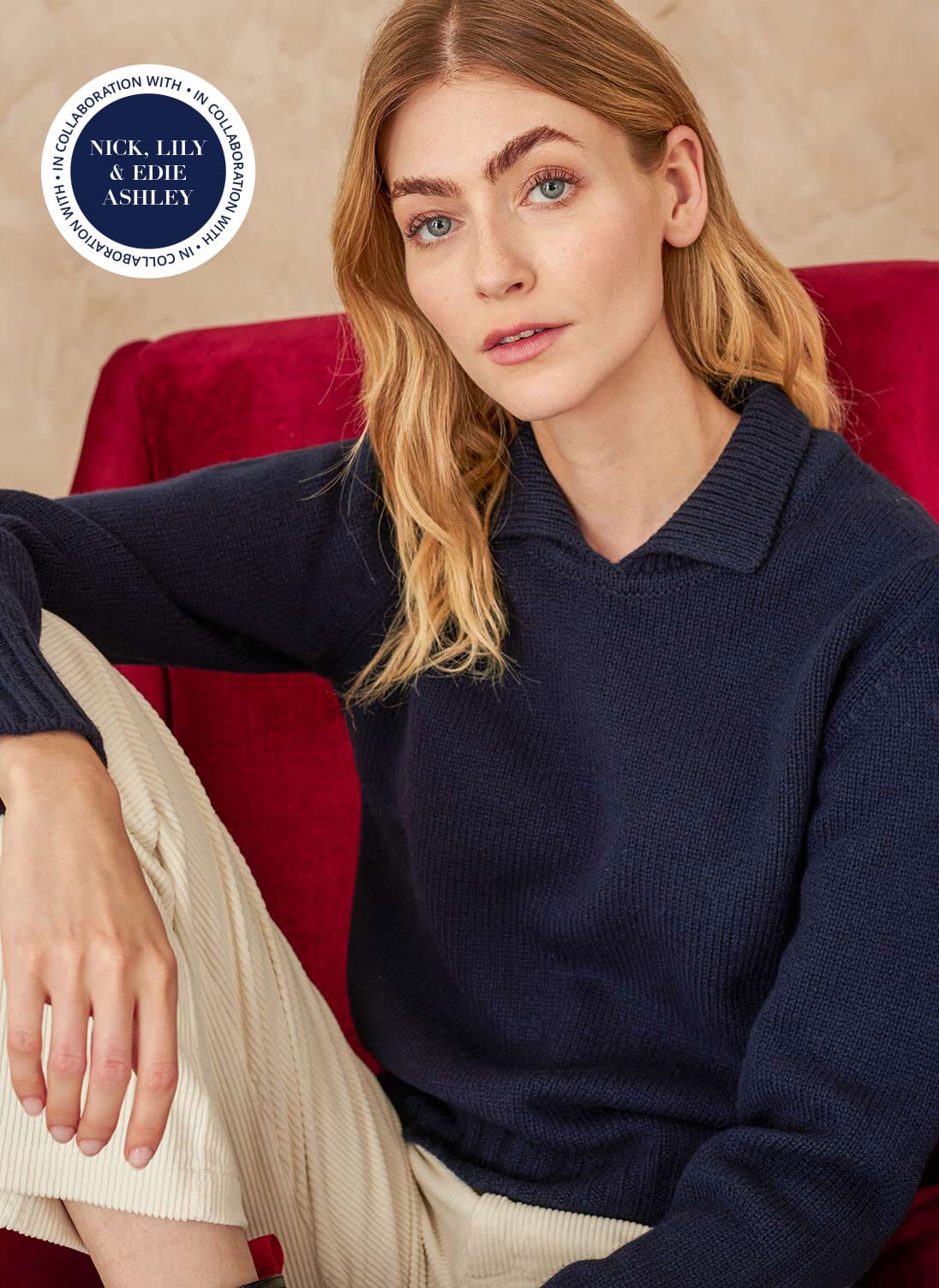Midnight Wool & Cashmere Collared Jumper Brora