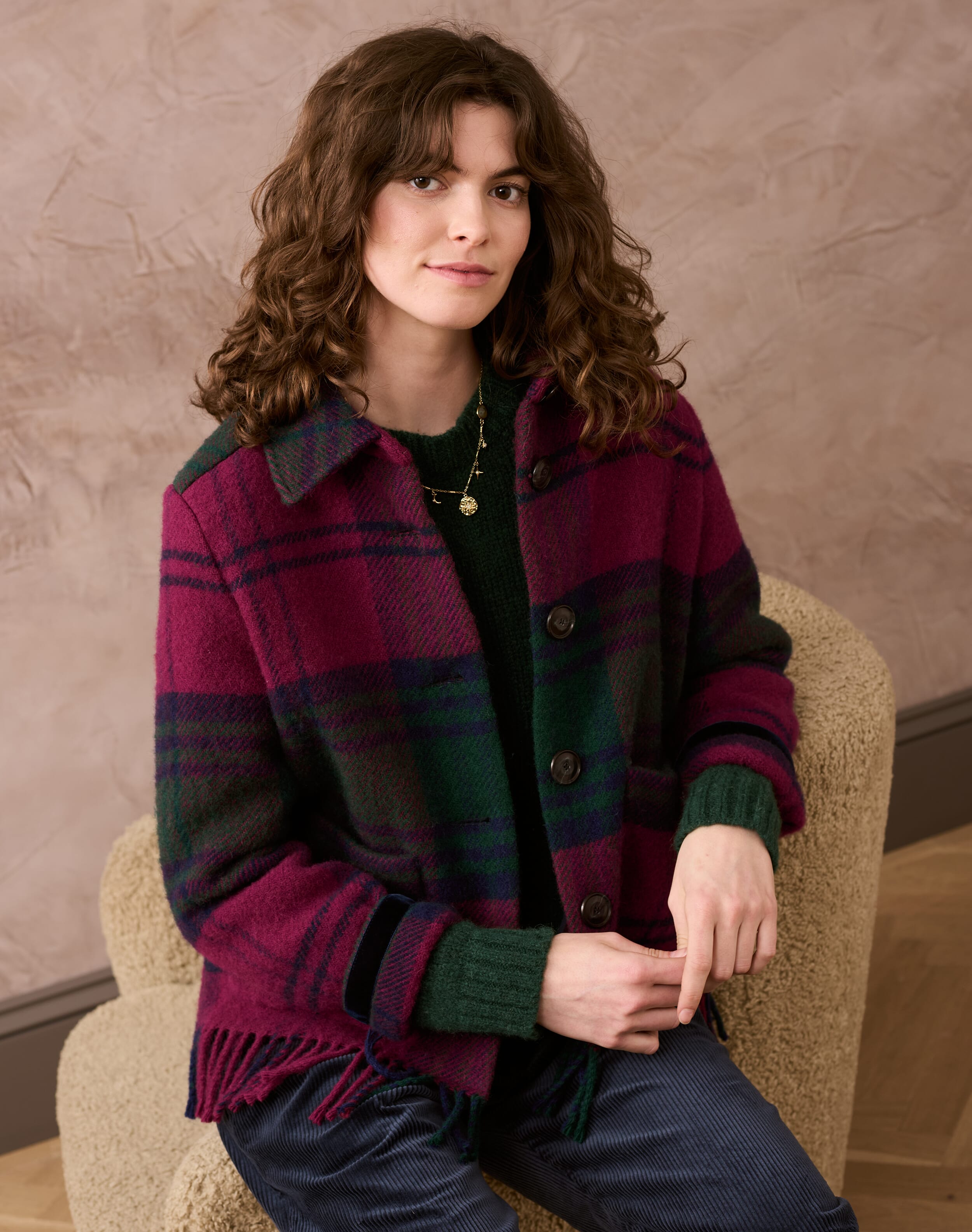 Brora Wool Blanket Jacket Mulberry
