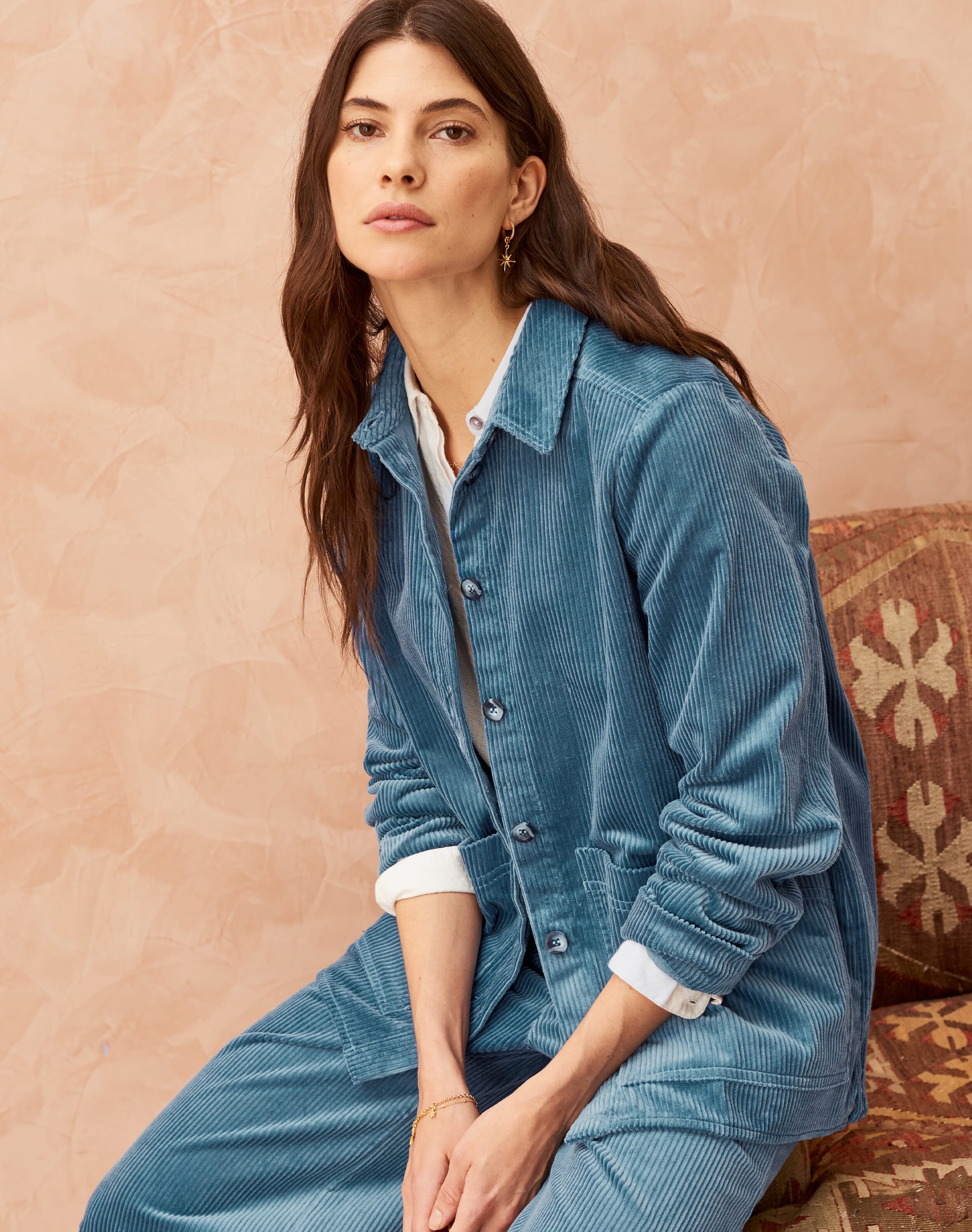 Blue Jumbo Cord Shirt Jacket | Women's Jackets | Brora Fashion