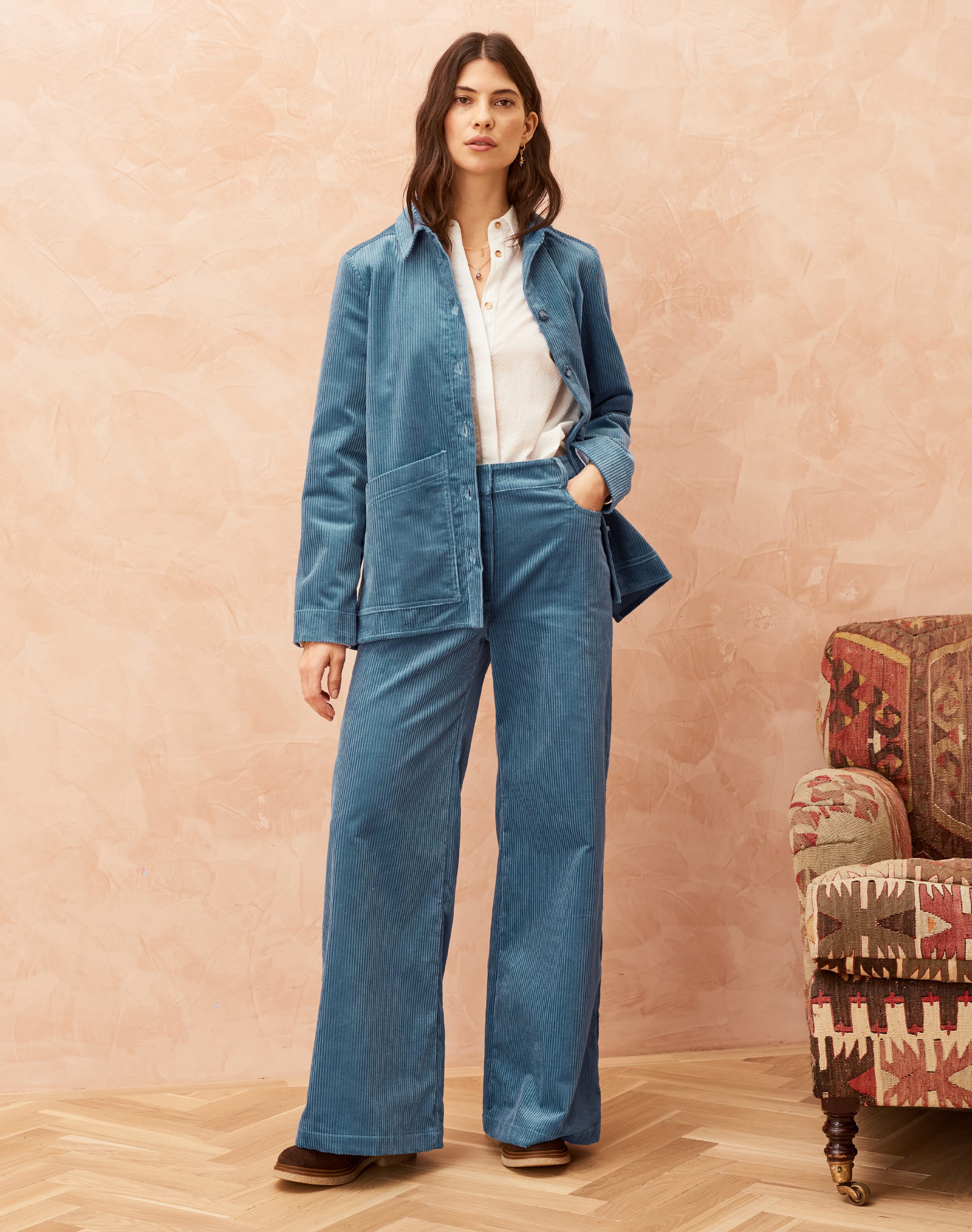 Blue Jumbo Cord Shirt Jacket | Women's Jackets | Brora Fashion