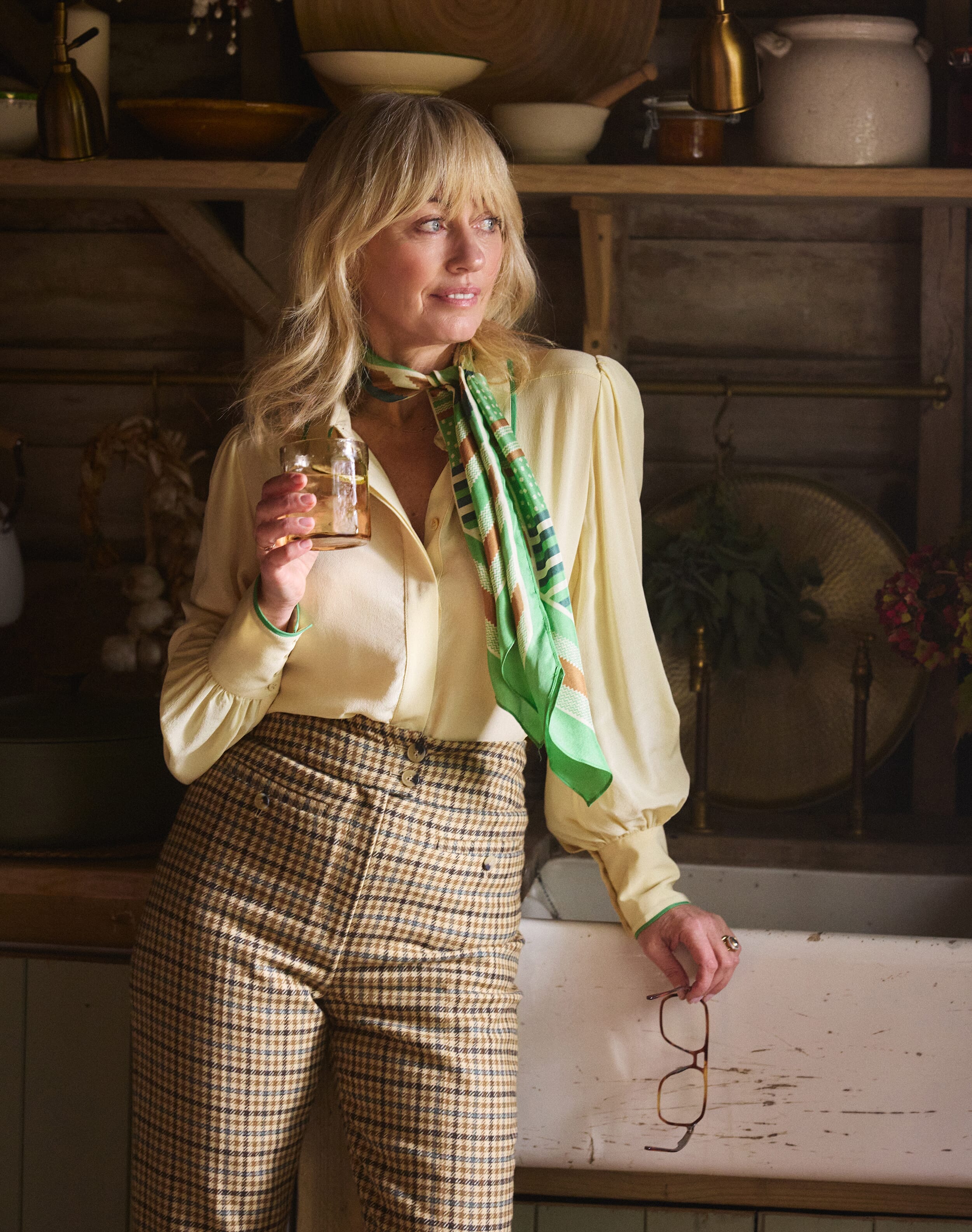 Brora Liberty Print Silk Peter Pan Blouse Henna meadow