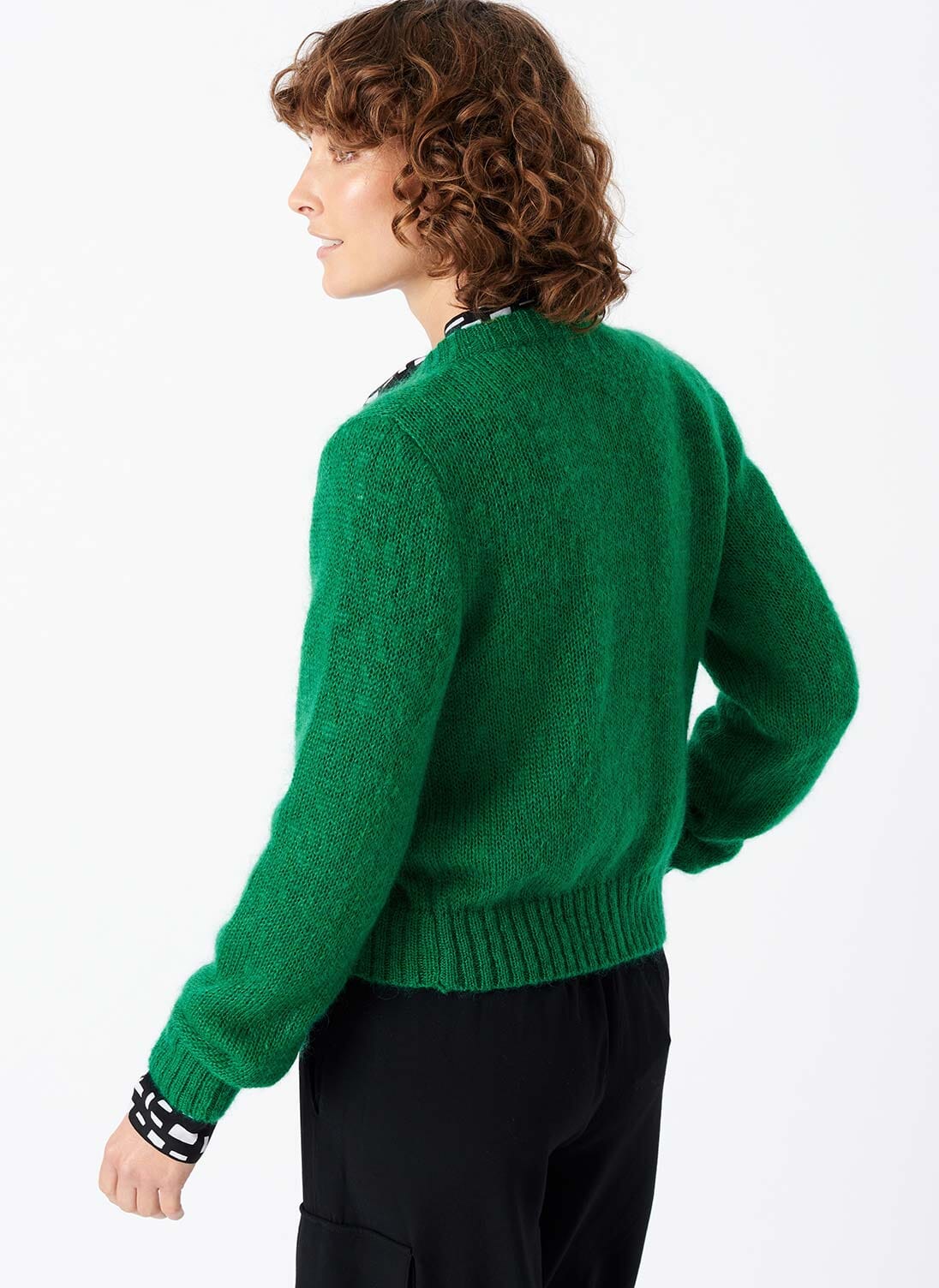 Women's Mohair Round Neck Cardigan in Emerald | Brora