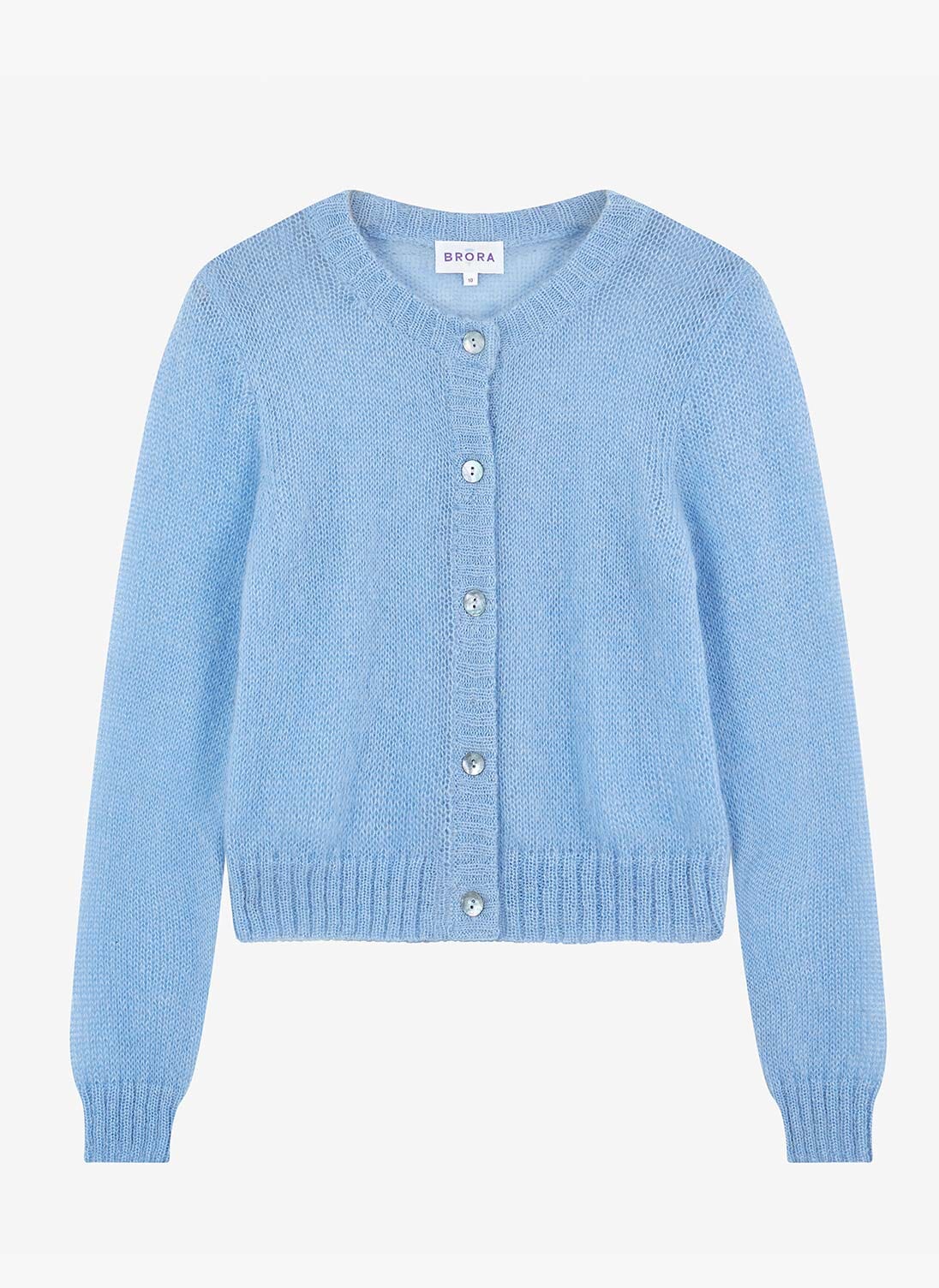 Women's Mohair Round Neck Cardigan in Cornflower | Brora