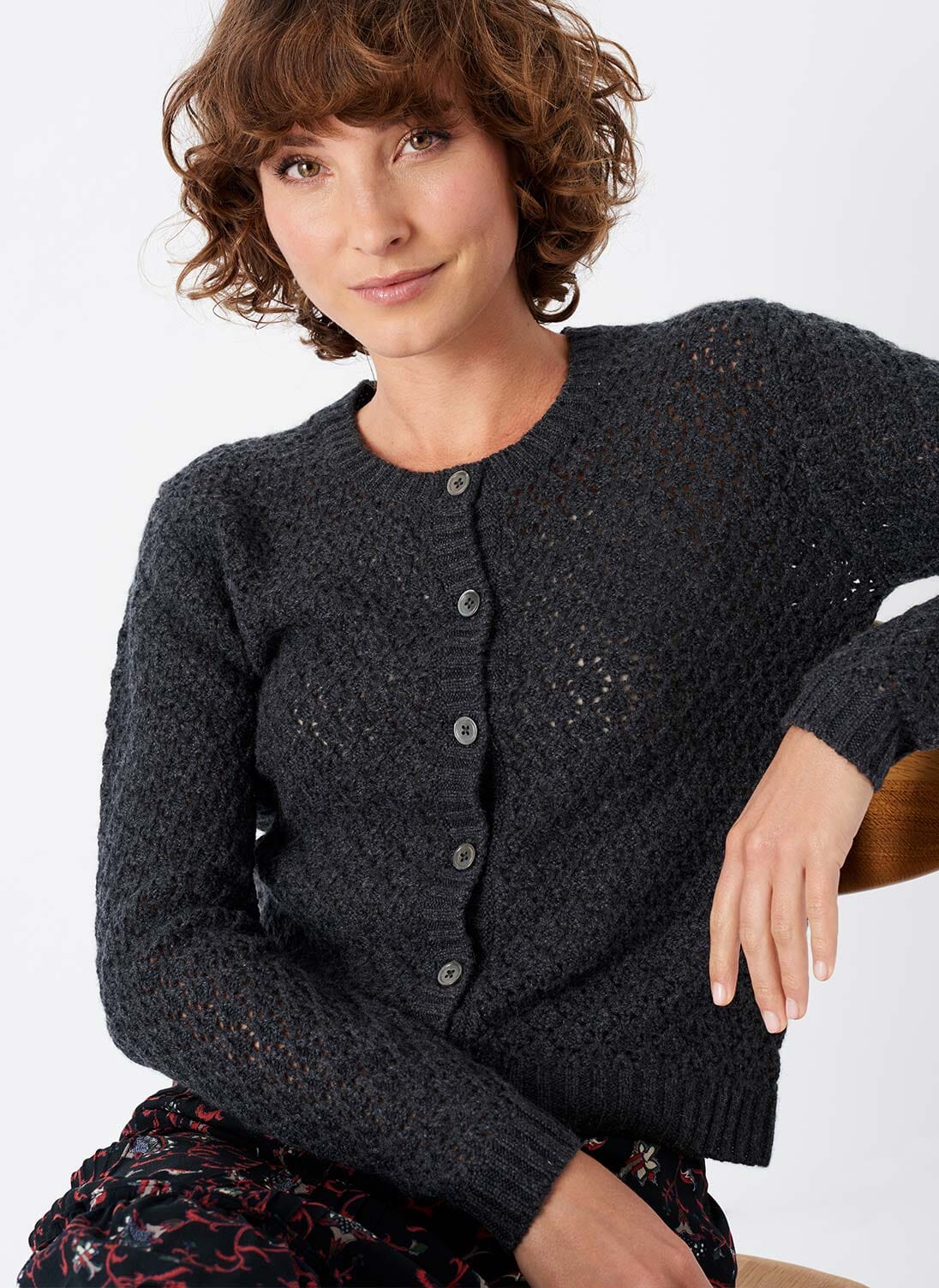 Carbon Cashmere Cobweb Cardigan | Cashmere Jumpers & Cardigans | Brora