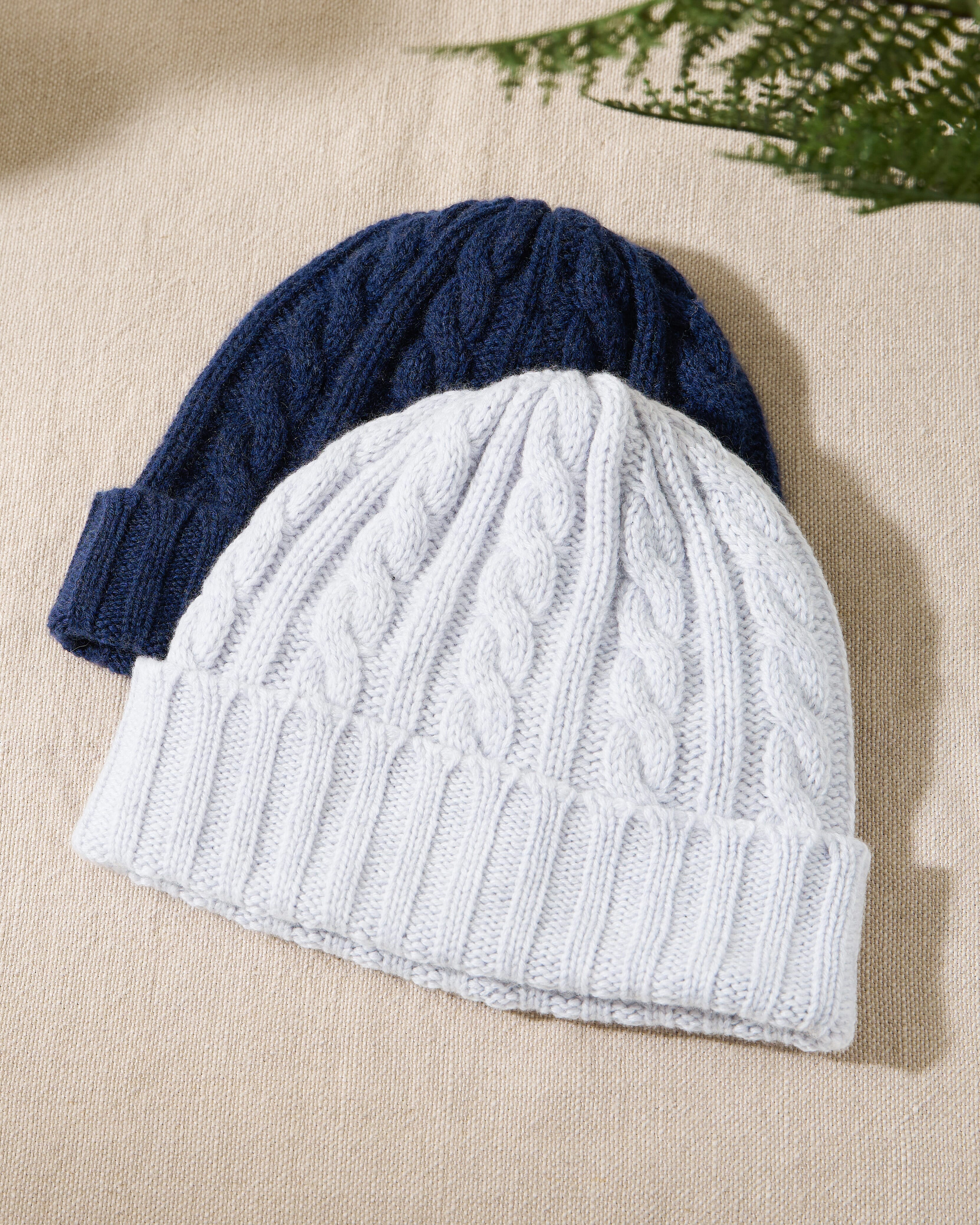 Brora Cashmere Cable & Rib Hat Pearl