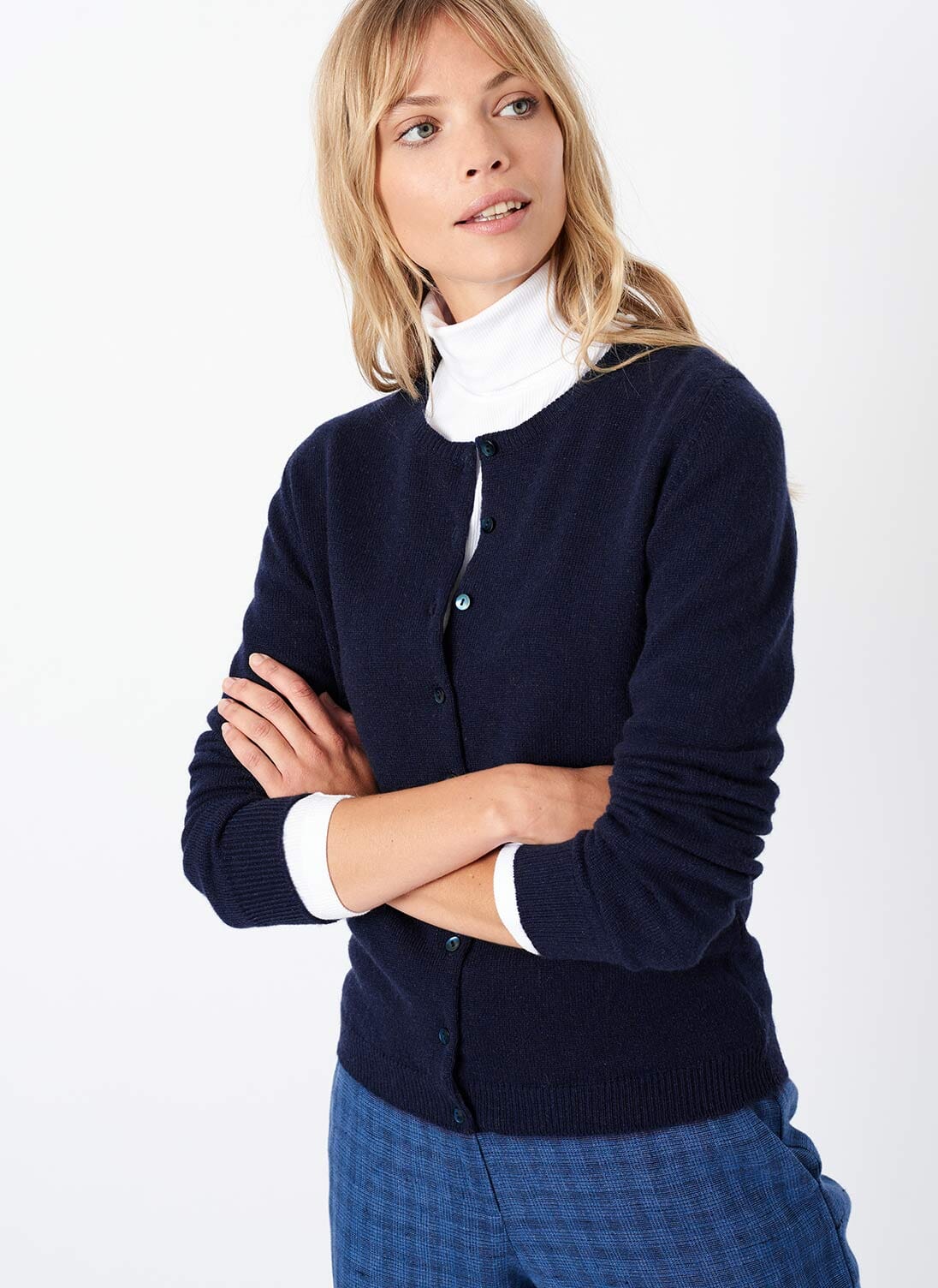 Cashmere Classic Navy Cardigan| Women's Cardigans | Brora