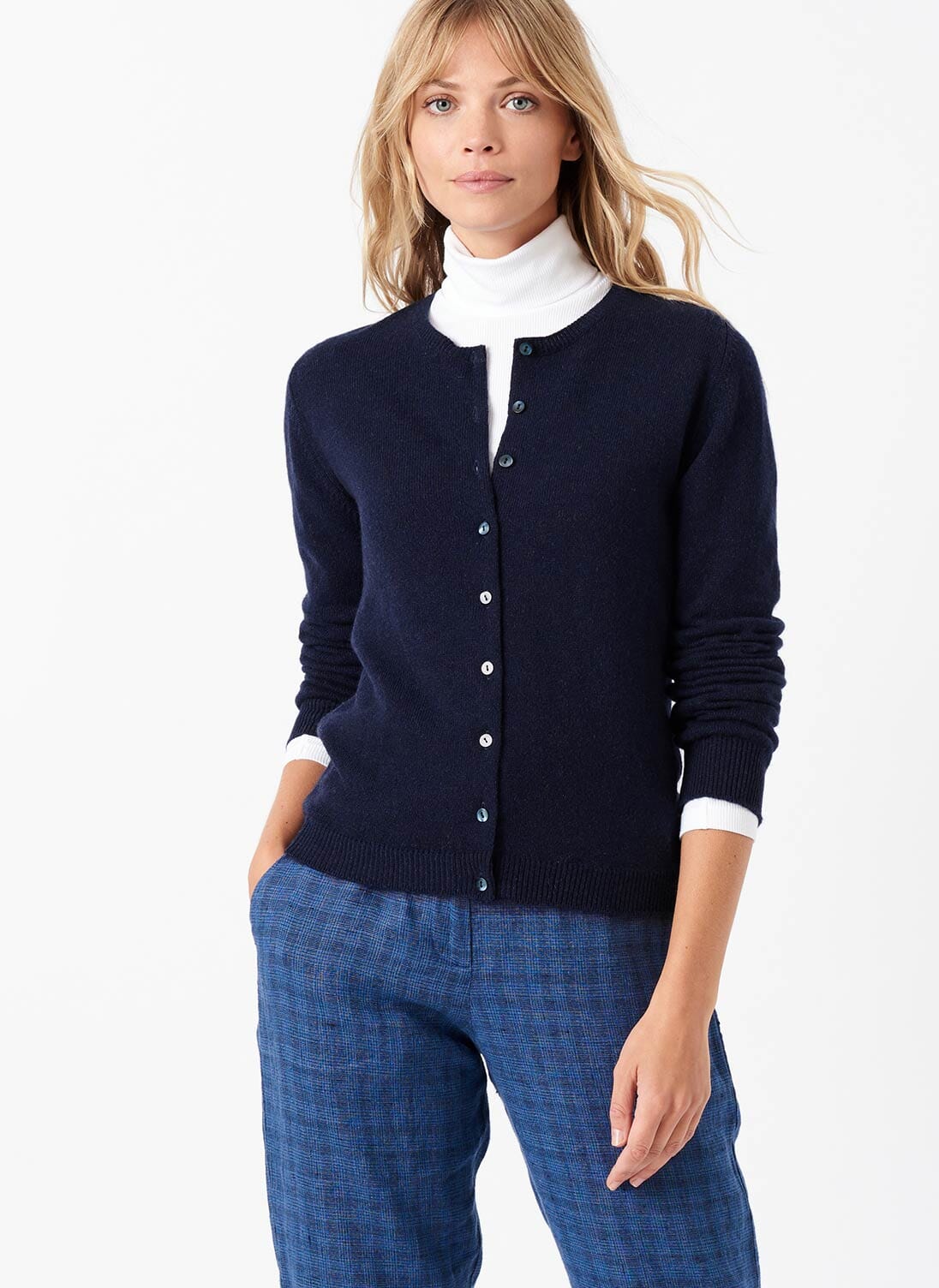 Cashmere Classic Navy Cardigan| Women's Cardigans | Brora